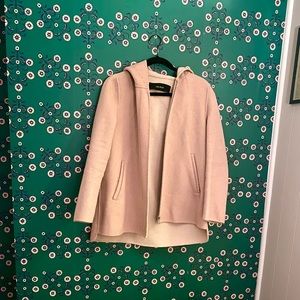 Soft Light Pink Zara Hooded Wool Zip Up Jacket